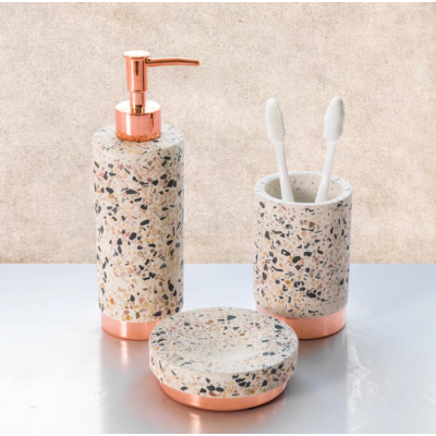 New Concrete Terrazzo Rose Gold Bathroom Set  Accessories Sets Hotel accessories sets