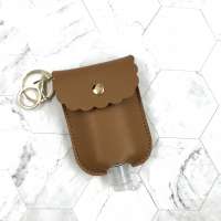 Custom cute printing leather hand Liquid Soap holder keychain for backpack