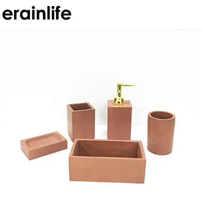 New Design 5pcs Fashion orange Concrete Modern Bathroom Accessories Set