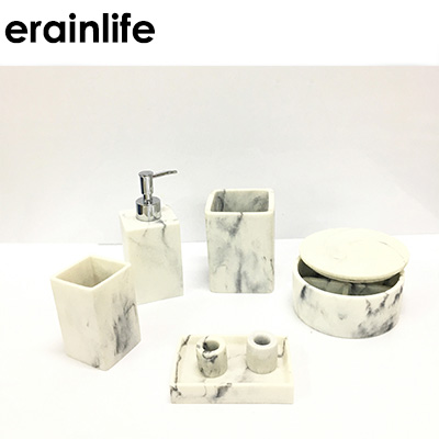 Hot selling new design white resin bathroom set,polyresin bathroom accessories