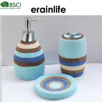 Good design Environmental Round Polyresin Bath soap set Toothbrush holder