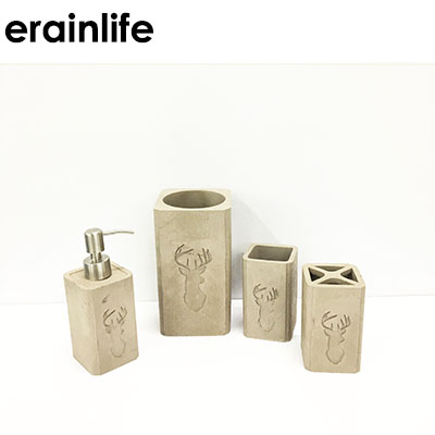 Concrete / ceramic 4pcs bathroom accessories set