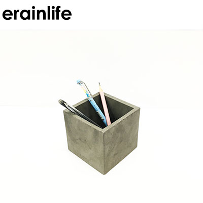 Custom Square Shape Concrete Trash Can Pencil Holder